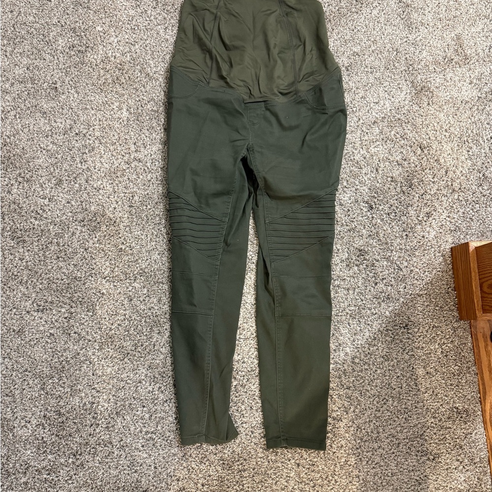 Maternity Olive Green Moto jeggings